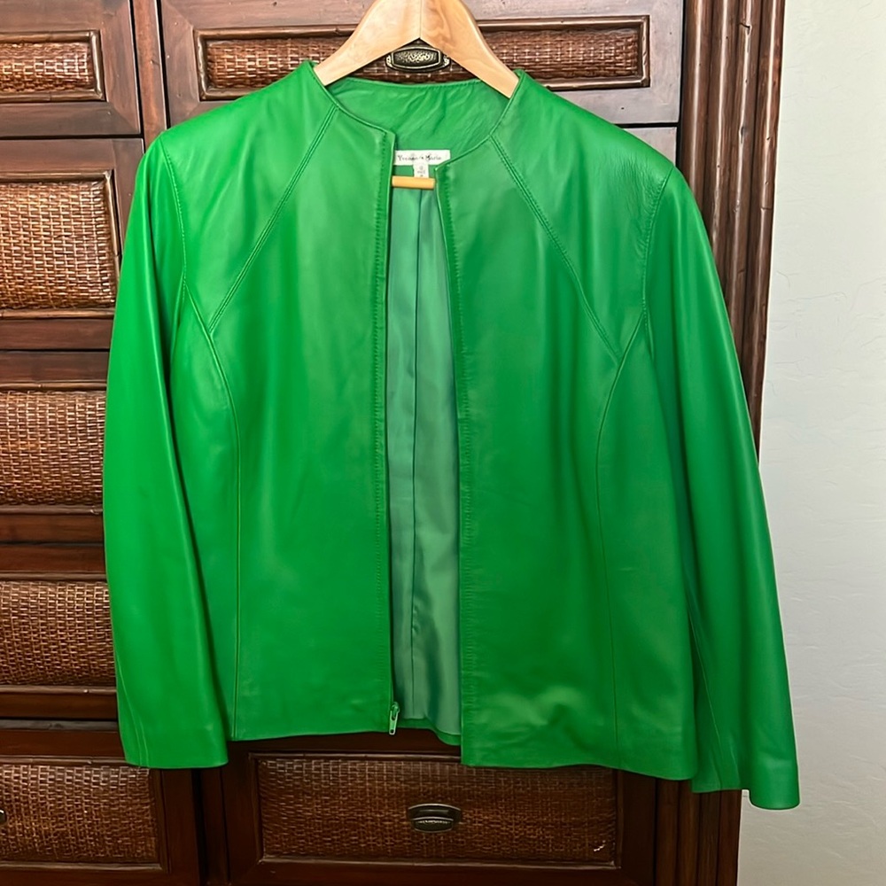 Lamb leather Green Jacket